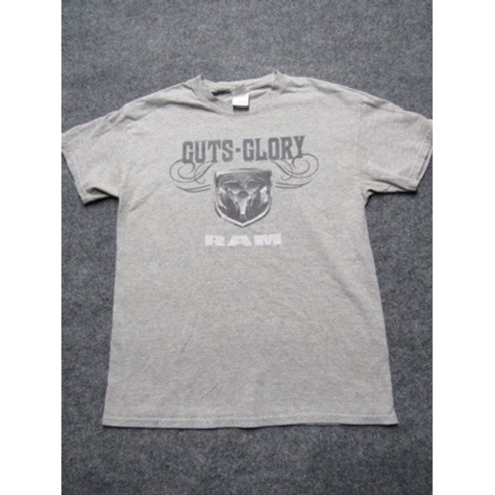 Gildan Dodge Ram T Shirt Mens Medium Gray Guts Glory Graphic Short Sleeve Tee